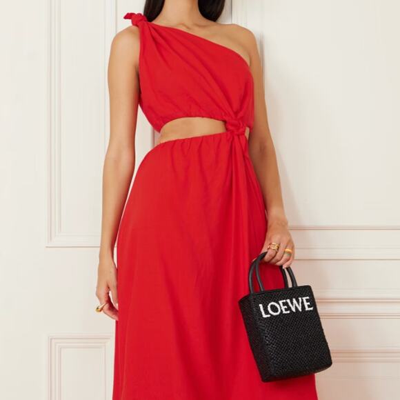 Farm Rio One Shoulder Linen Blend Midi Dress - Picture 1 of 5